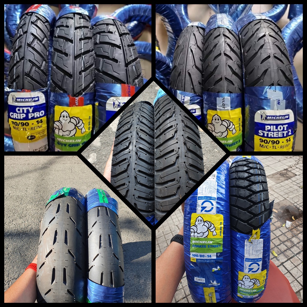 Vỏ lốp xe Michelin các dòng gai mới nhất cho xe tay ga: Airblade, Vario, Vision, Click, Sh Mode... vỏ ko ruột.