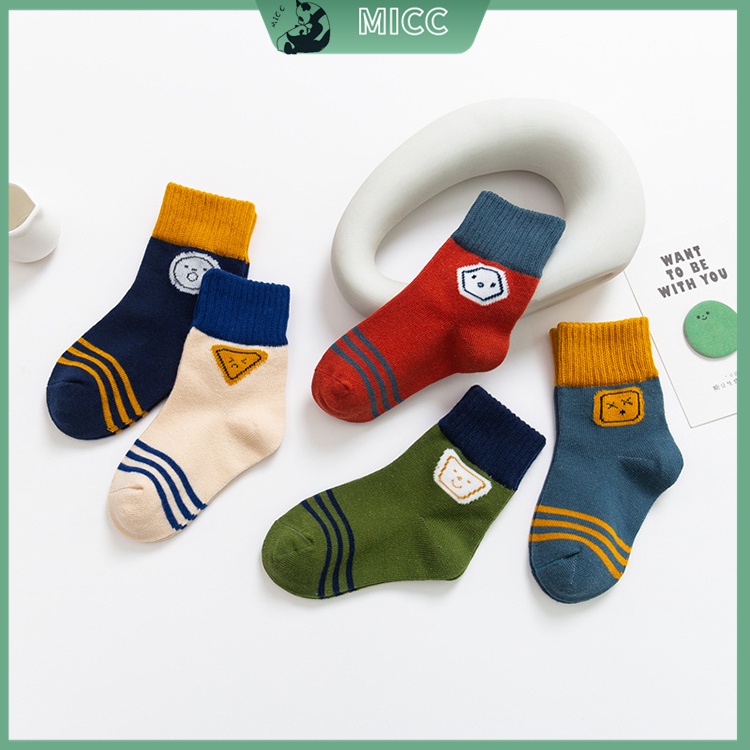 Set 5 Đôi Vớ cotton Dễ Thương Cho Bé Trai 1-12 Tuổi