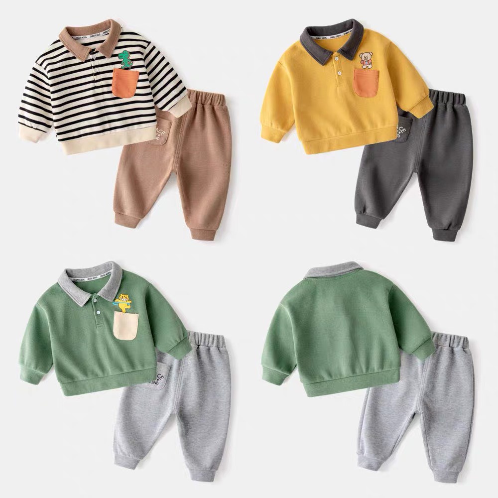 Bộ Thu Đông PEACE Bé Trai Và Bé Gái, Bộ Quần Áo Thu Đông Dài Tay Cho Bé Từ 7-28Kg Thời Trang Trẻ Em Big Baby