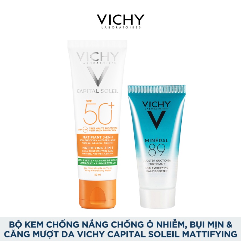 [Mã COSAC44 giảm 10% đơn 600K] Bộ kem chống nắng chống ô nhiễm, bụi mịn và căng mượt da Vichy Capital Soleil Mattifying