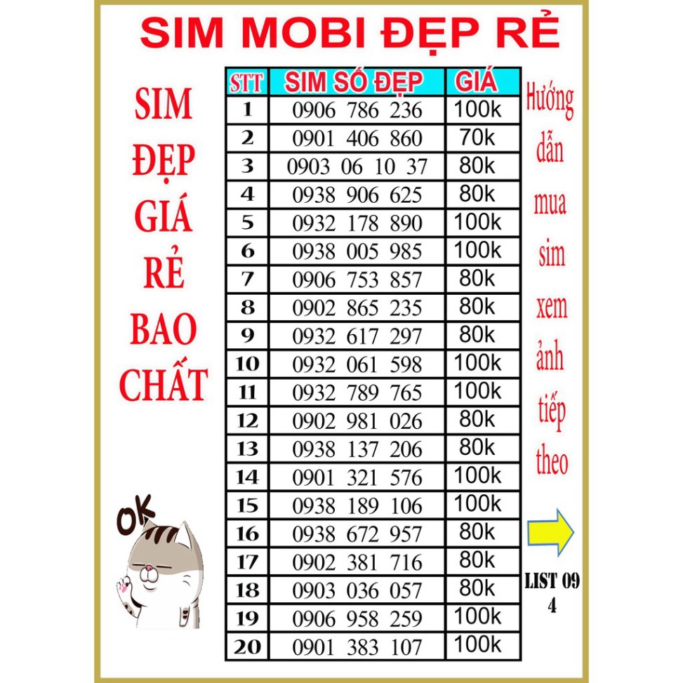 [Colorsim] Sim mobi giá rẻ 💝💝💝 tặng data tặng phút gọi💝LIST SỐ 4