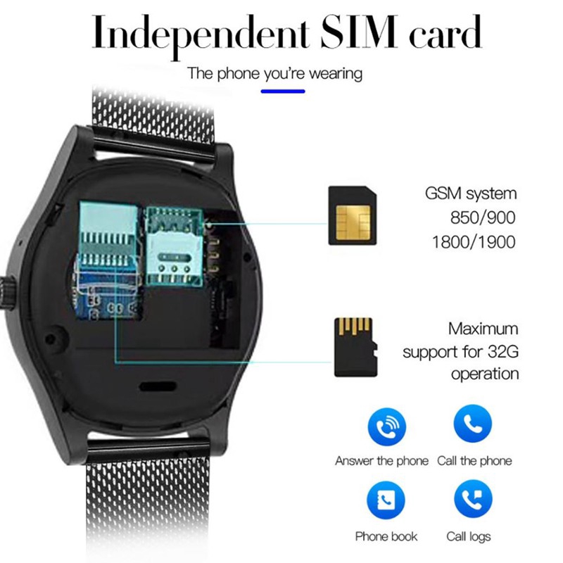 Hỗ trợ TF Sim Card Đồng hồ thông minh Nam Camera HD chống nước Thông báo nhắc nhở Sport Fitness Tracker Đồng hồ thông minh Nam nữ cho Android ios Berjalan BW4