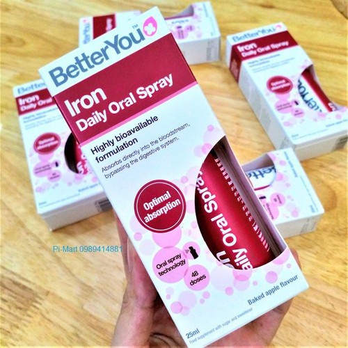 SẢN PHẨM BỔ SUNG SẮT CHO BÉ DẠNG XỊT BETTER YOU IRON DAILY ORAL SPRAY ANH QUỐC 25ML - 10062