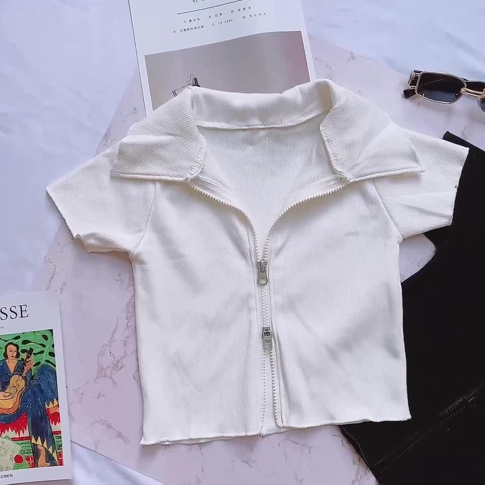 Áo croptop khóa kéo 2 đầu A5029 | BigBuy360 - bigbuy360.vn