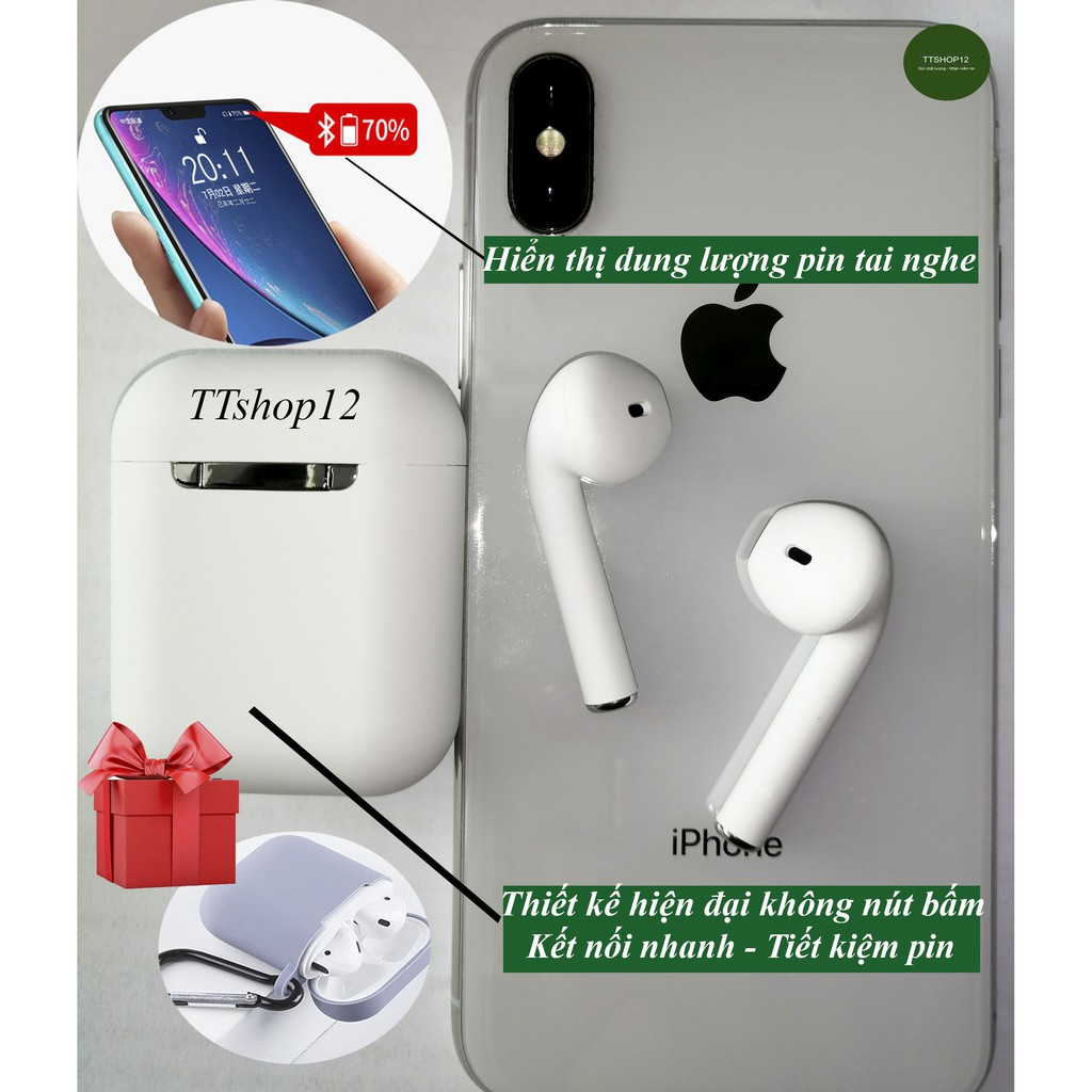 Tai nghe bluetooth InPods 12 chính hãng âm Superbass chống nước IPX4 cảm biến vân tay 1 chạm nghe nhạc siêu hay