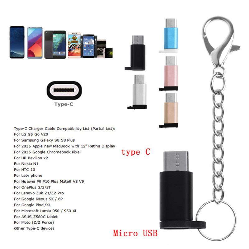 Đầu Chuyển Đổi Usb-C Usb 3.1 Loại C Có Móc Khóa Chống Thất Lạc