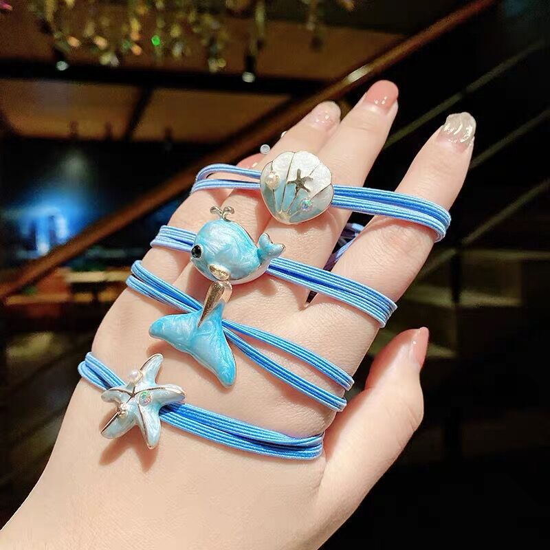 ✨✨Dây Buộc Tóc Cao Su Đàn Hồi Họa Tiết Cá Voi Dễ Thương