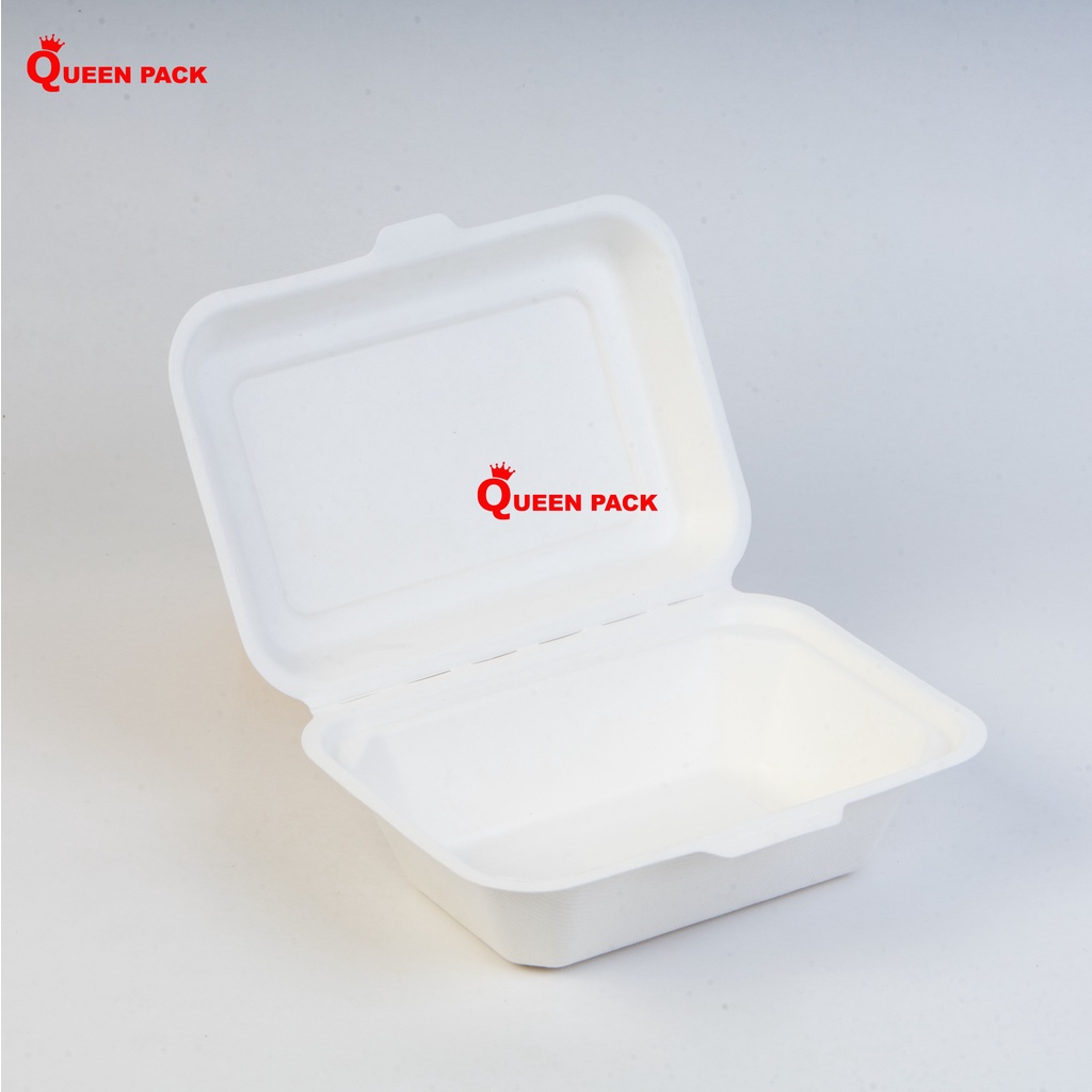 SET 50 Hôp bã mía 1 ngăn nắp liền đựng thức ăn dùng cho nhà hàng, khách sạn, quán ăn| hàng dày đẹp