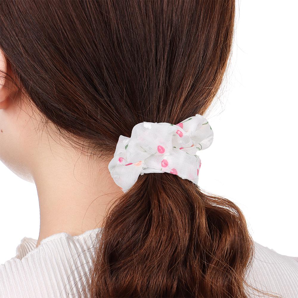 NEXTVN Dây Cột Tóc Chiffon Co Giãn Tốt In Họa Tiết Hoa / Cherry Dễ Thương Thời Trang Cho Nữ