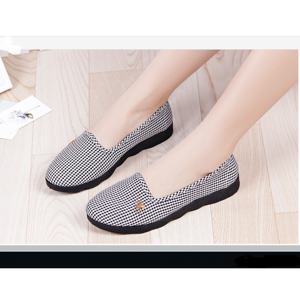 Giày Lười Nữ Kẻ Caro