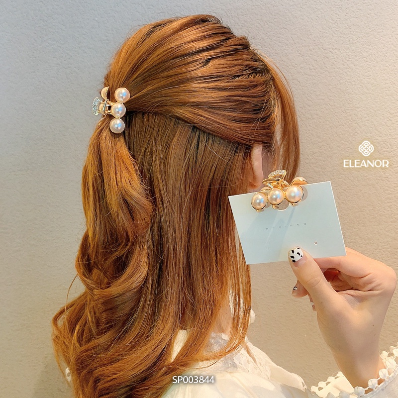 Kẹp tóc nữ mini Eleanor Accessories ba răng đính đá ngọc trai nhân tạo phụ kiện tóc 3844