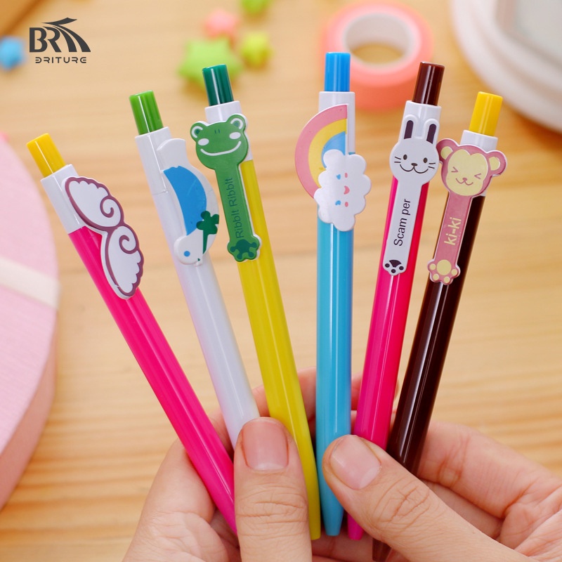 Bút bi bấm họa tiết hoạt hình nhiều màu sắc dễ thương kiểu hàn quốc
