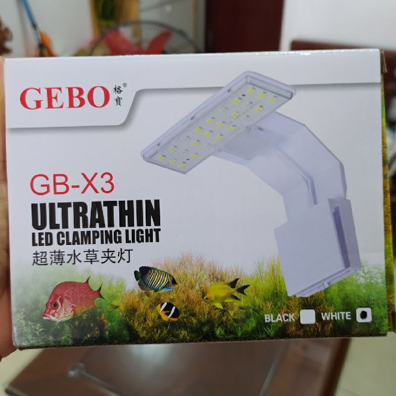 ĐÈN LED KẸP MINI X3 GeBo- trắng - ĐÈN THUỶ SINH CHO HỒ 20-30cm Đèn Led kẹp thành bể cá dáng cong, sang trọng