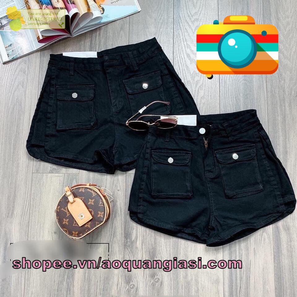 quần short nữ kaki 2 túi đắp nút q3 màu đen size s,m,l mt984 aqgs.com chất liệu kaki co giãn, phong cách như gái Hàn