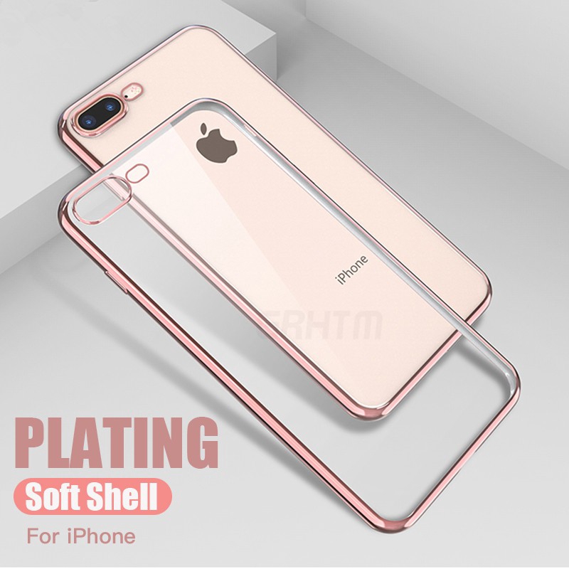 Mạ Trong suốt Mềm Vỏ điện thoại di động Siêu mỏng Bảo vệ Vỏ Dành cho iPhone 6 6s 7 8 cộng với X XR XS MAX