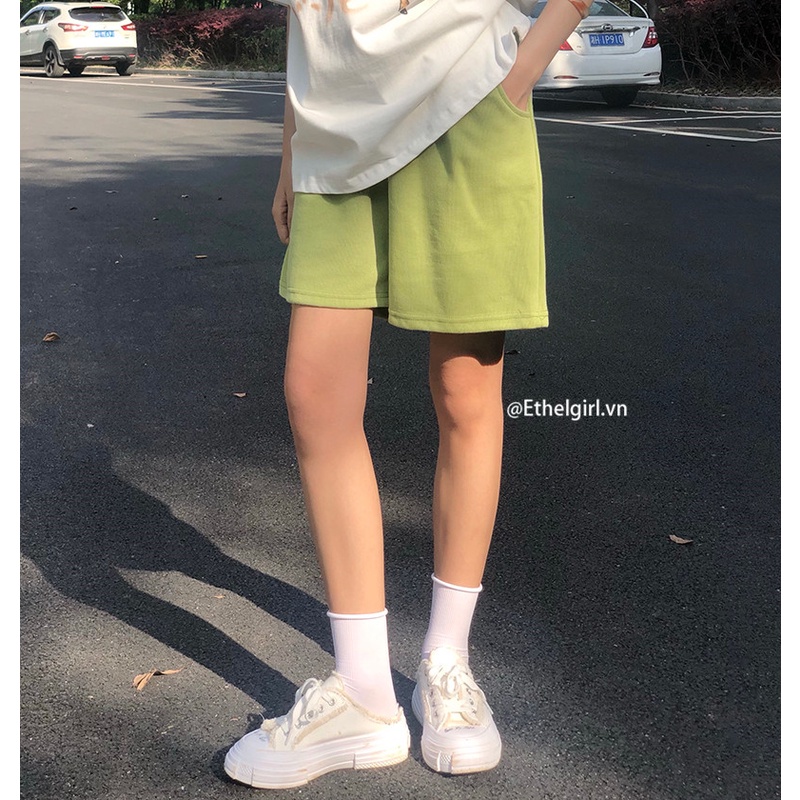 Quần Short Thể Thao Nữ Lưng Cao Dây Rút Thời Trang Hàn Quốc
