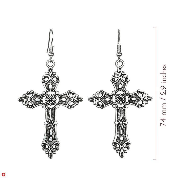 Hoa tai dáng dài phối hình chữ thập phong cách vintage thời trang