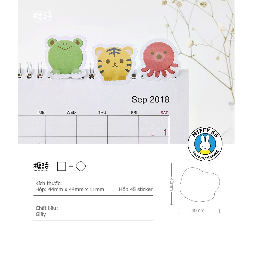 Bộ 45 sticker hoạt hình xinh xắn TRÒN TRÒN TO
