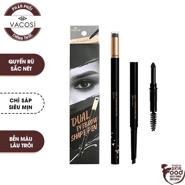 Chì Kẻ Mày Định Hình Đa Năng Vacosi Natural Studio Dual Eyebrow Shape Pen 5ml