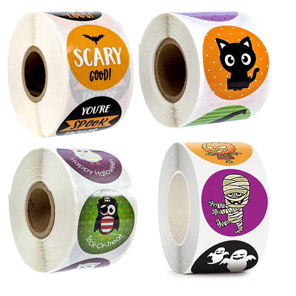 LEISURE 500PCS/Roll Halloween Stickers DIY Crafts Wedding Decor Package Label Ghost Sealing Craft Self Adhesive Candy Bags Sticker