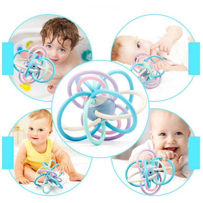 Manhattan Ball Bóng Vòng Gặm Nướu Silicone An Toàn Cho Bé Tập Cầm Nắm Đồ Chơi Lục Lạc Cầm Tay Bằng Nhựa Mềm Cho Bé Gingiving Ball