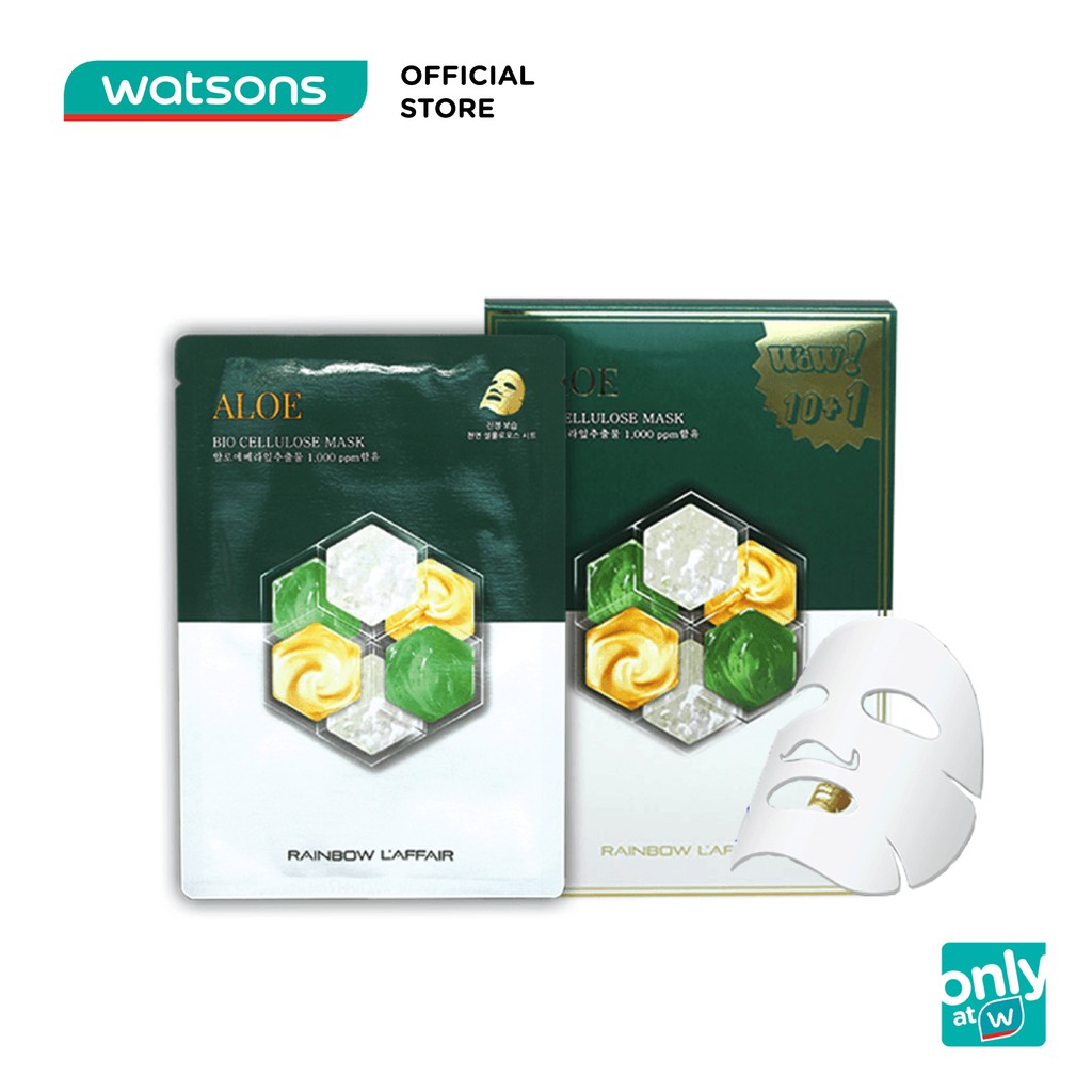 Mặt Nạ Rainbow L’affair Aloe Bio Cellulose Mask Trẻ Hóa Da, Mờ Thâm Nám, Ngừa Mụn Hộp 11 Miếng x 30ml