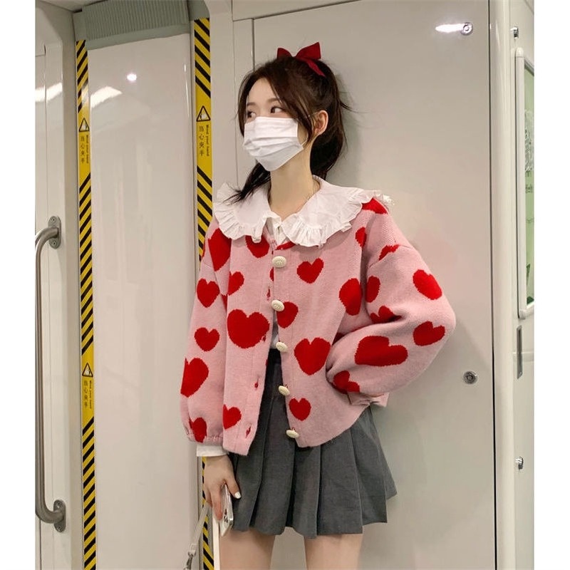 Áo khoác Cardigan dệt kim dáng ngắn dễ thương phong cách Nhật Bản thời trang thu đông cho nữ