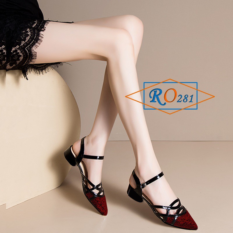 [Freeship] Giày cao gót nữ đẹp đế vuông 3cm hàng hiệu rosata hai màu đen trắng ro281