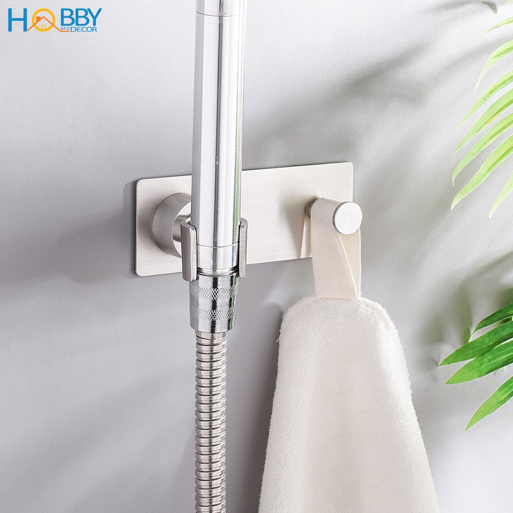 Giá treo vòi sen có móc treo HOBBY Home Decor SIM dán tường gạch men - Inox 304 không rỉ và kèm keo dán siêu dính