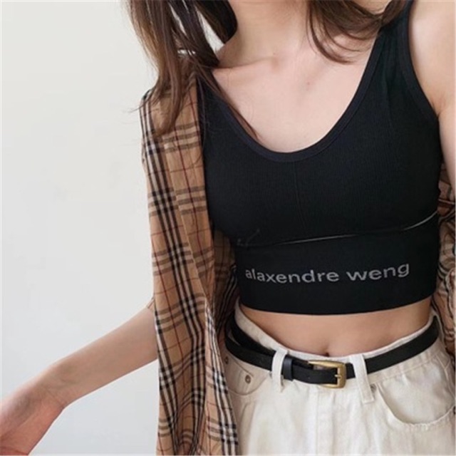 Bra tập gân tăm dáng lửng in chữ alaxender weng | BigBuy360 - bigbuy360.vn