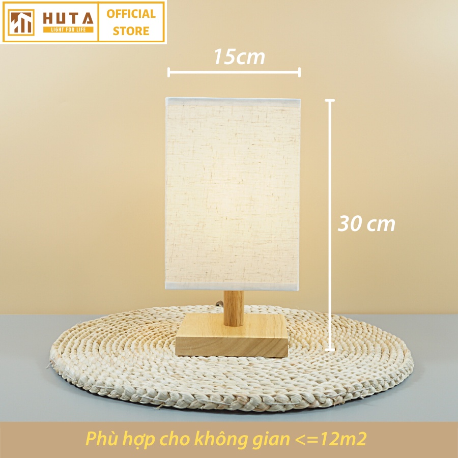 Combo 2 Đèn Ngủ Để Bàn Gỗ HUTA G3 Decor Trang Trí Phòng Ngủ, Đọc Sách Đầu Giường, Điều Chỉnh Độ Sáng, Bóng Led Sáng Vàng