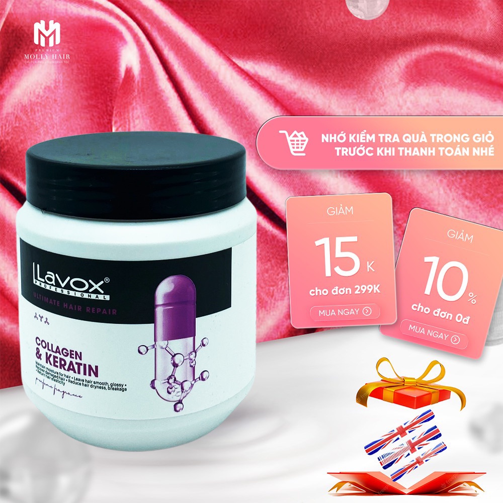 Hấp dầu phục hồi cao cấp Mollyhair thương hiệu Lavox, phục hồi tóc nát tóc cháy hư tổn nặng do tác nhân hại 500ml