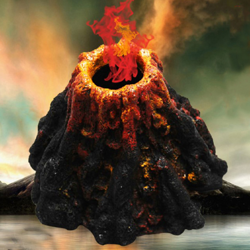 Núi Lửa Phun Bọt Khí Bằng Nhựa Resin Trang Trí Bể Cá