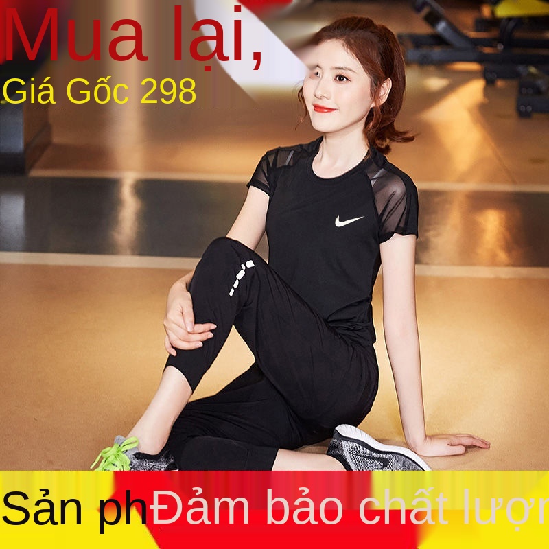 ✈Quần áo yoga phòng tập thể dục nhanh khô phụ nữ lỏng lẻo thao thông thường thoáng khí chạy ngoài trời mùa hè phù hợp vớ