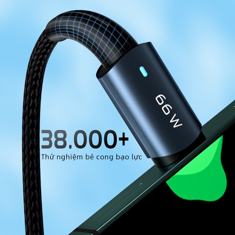 Cáp sạc nhanh Essager 66W 6A USB to Type-C cho Huawei OPPO VIVO