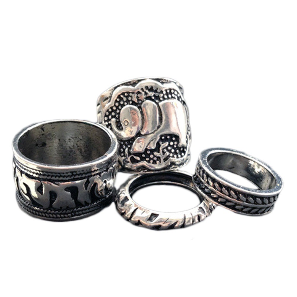 Bộ 4 nhẫn đeo tay phong cách Âu Mỹ cổ điển