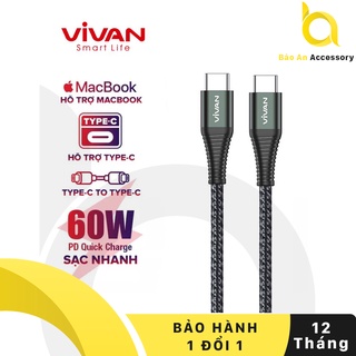 Cáp Sạc Nhanh Chuẩn PD 60W VIVAN KPD100S Type-C to Type-C Dài 1M Chống Gãy