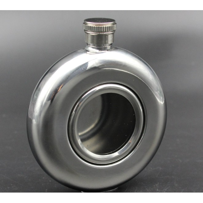 Bình đựng rượu Hip Flask Inox hình tròn độc đáo 140ml