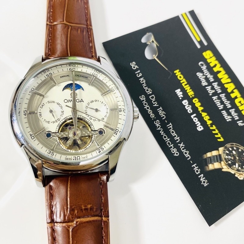 Đồng hồ cơ nam OMG máy cơ chính hãng,Dây da nâu sang trọng thời trang chống nước chống xước tuyệt đối,Bảo hành 100% | BigBuy360 - bigbuy360.vn