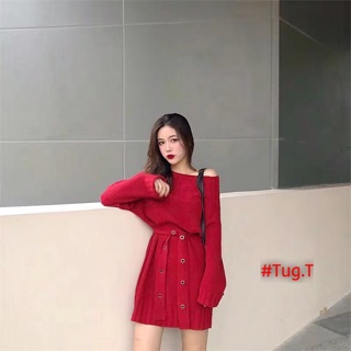 Đầm len đai eo
