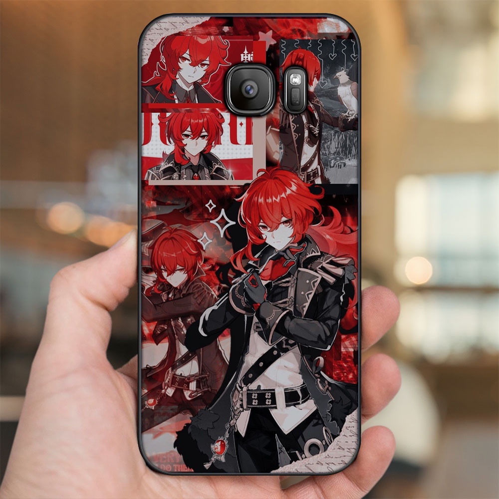 Ốp lưng Samsung S6, S6 Edge, S6 Edge Plus, S7, S7 Edge viền đen in hình Diluc Genshin Impact