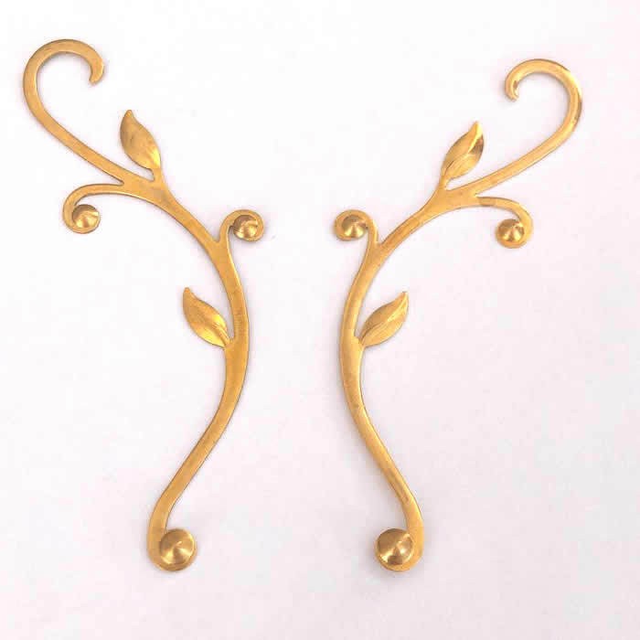 [Nguyên liệu làm trâm] 1 cặp phiến họa tiết cành lá 125mm làm vương miện Lolita