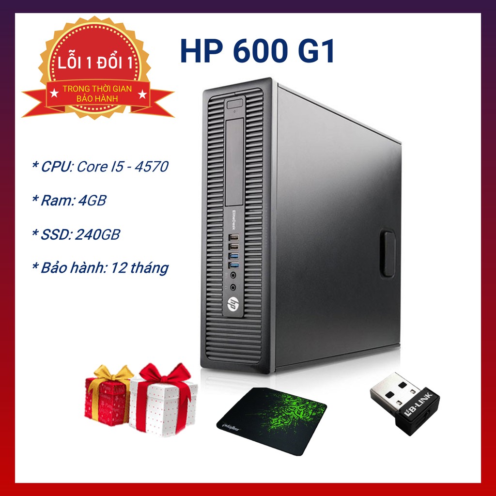 Case Máy Tính Đồng Bộ | Bộ Máy Tính Cây - HP 600G1 (i5 4570/Ram 4GB/SSD 240Gb) - Tặng USB Wifi - Lót Chuột