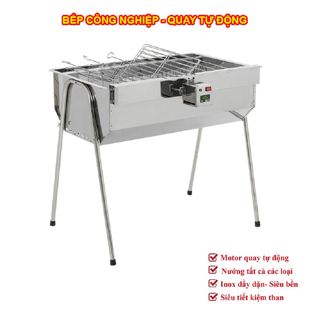 Bếp nướng than hoa TopV V5Plus, quay tự động, lò nướng than inox, bếp nướng ngoài trời, bếp nướng than củi tự xoay -meko