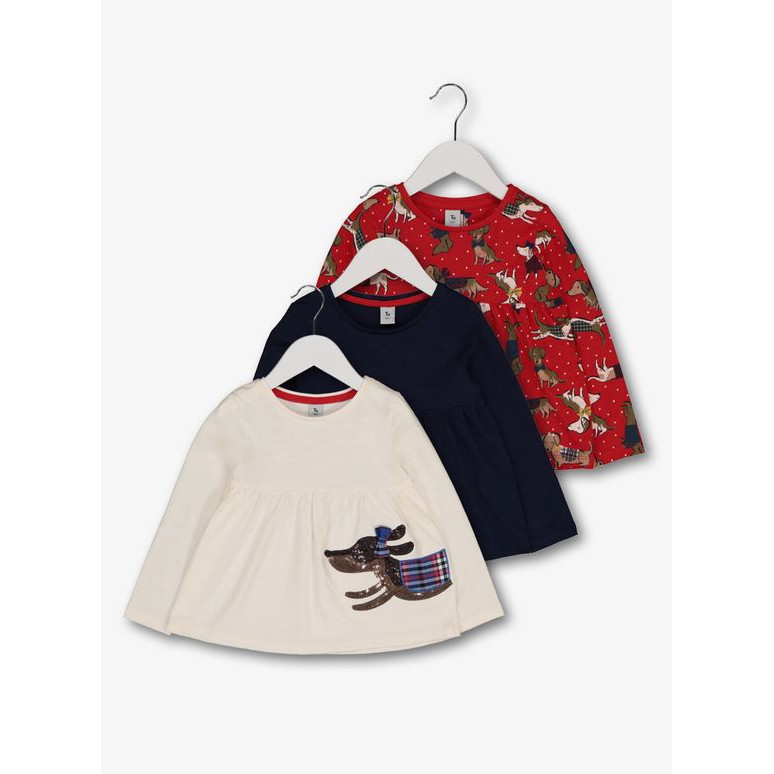 Set 3 áo dài tay đỏ dog Tu Clothing sz 3-4, 4-5, 5-6y _hàng chính hãng Anh