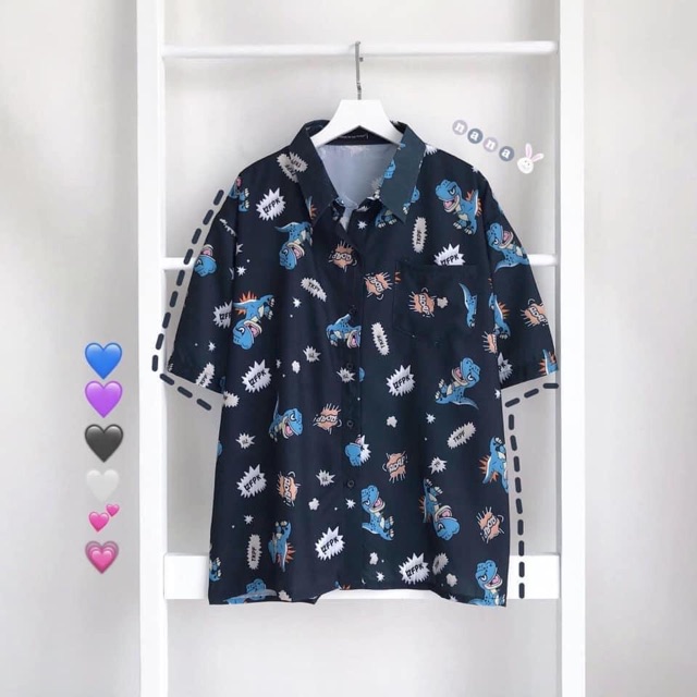 Áo Sơmi Unisex Hoạ Tiết Mẫu Mới Ảnh/Clip Thật