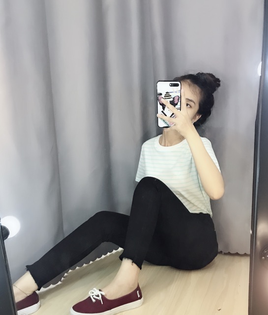 Quần Skinny đen 9 tấc lai tua ( MÓM STORE )