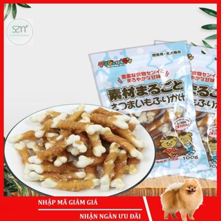 * Bánh thưởng cho chó Sumiho (Thịt gà bọc xương sữa) (100gr/túi) Đồ ăn cho chó mèo thú cưng