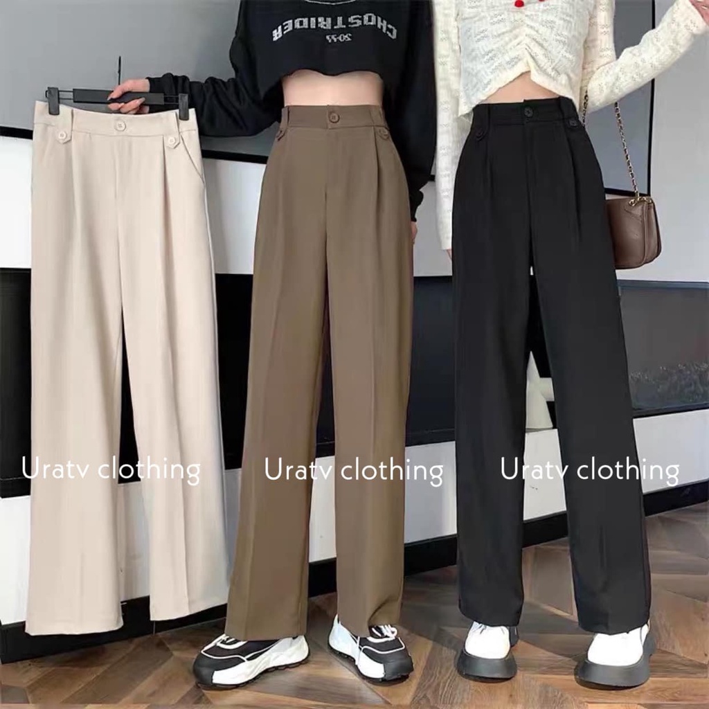 [FREESHIP-ẢNH THẬT] Quần tây suông cúc nổi