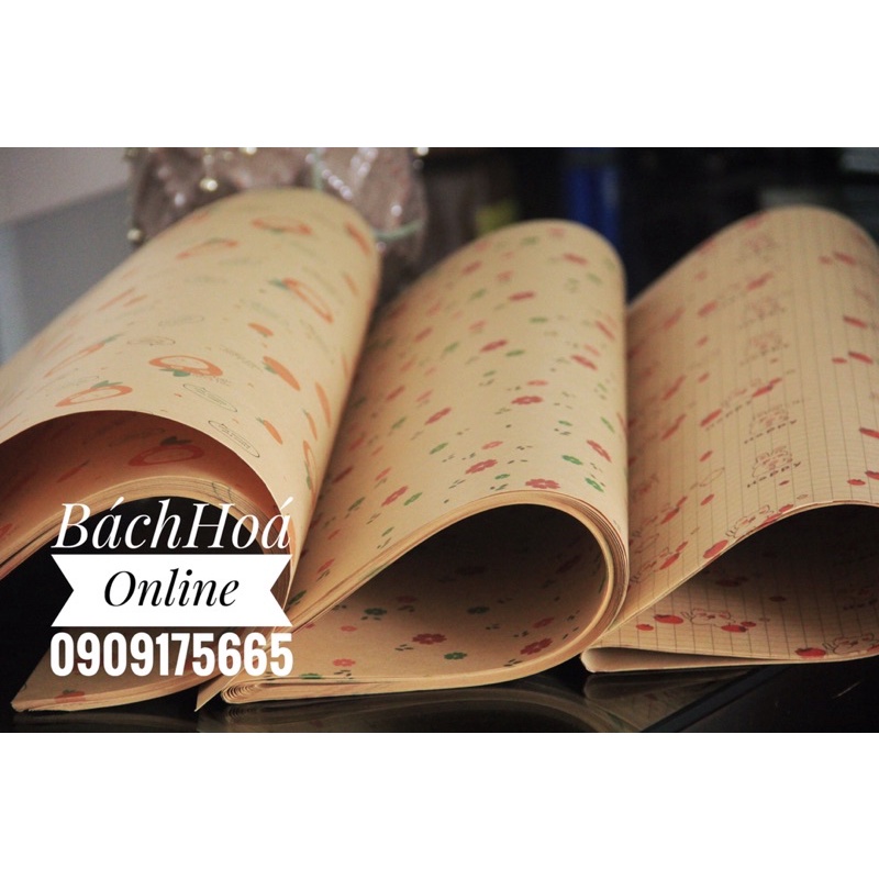 Giấy kraft hoạ tiết vintage - dùng làm sản phẩm hanmade, gói quà, gói hoa, bao 4 quyển tập/vở